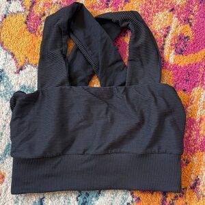 Lukka Black Ribbed Sports Bra